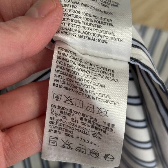 H&M‎ Blouse Womens 6 Small White Blue Striped Tunic Popover Shirt Career Office - Picture 11 of 11